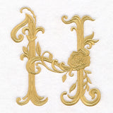 Baroque Filigree Letter in Bloom - H