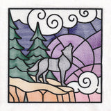 Woodland Escape Stained Glass Scene - Howling Wolf