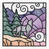 Woodland Escape Stained Glass Scene - Howling Wolf