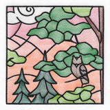 Woodland Escape Stained Glass Scene - Owl