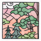 Woodland Escape Stained Glass Scene - Owl