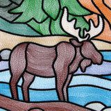 Woodland Escape Stained Glass Scene - Moose