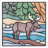 Woodland Escape Stained Glass Scene - Moose