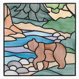 Woodland Escape Stained Glass Scene - Bear