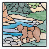 Woodland Escape Stained Glass Scene - Bear