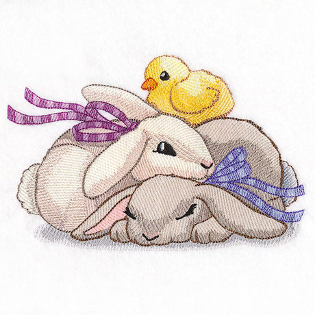 Cuddling Bunnies & Chick Easter Stack