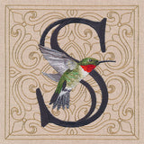 For the Love of Spring Birds Square - Letter S and Ruby Throated Hummingbird