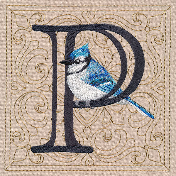 For the Love of Spring Birds Square - Letter P and Bluejay