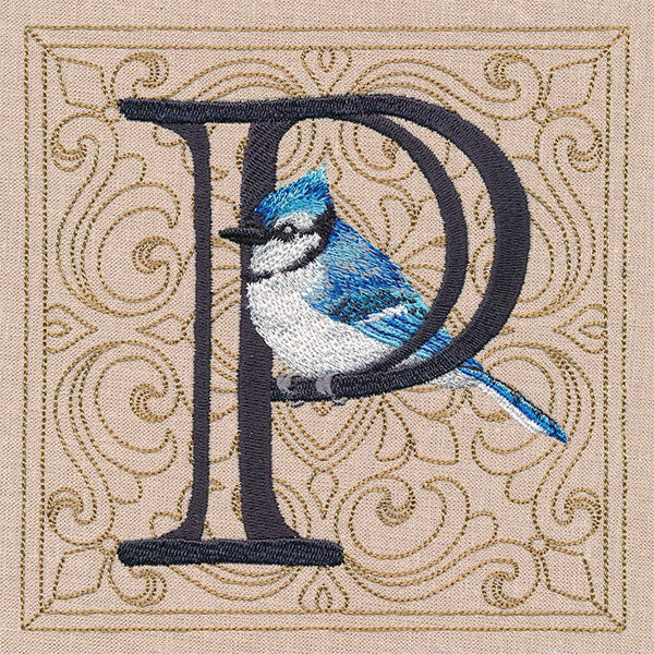For the Love of Spring Birds Square - Letter P and Bluejay