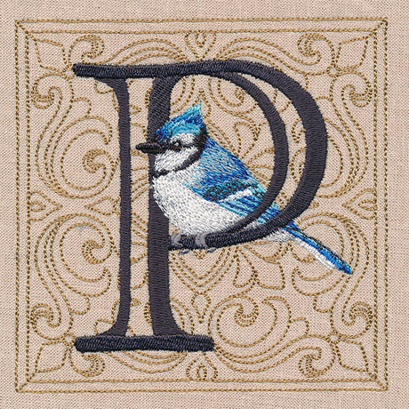 For the Love of Spring Birds Square - Letter P and Bluejay