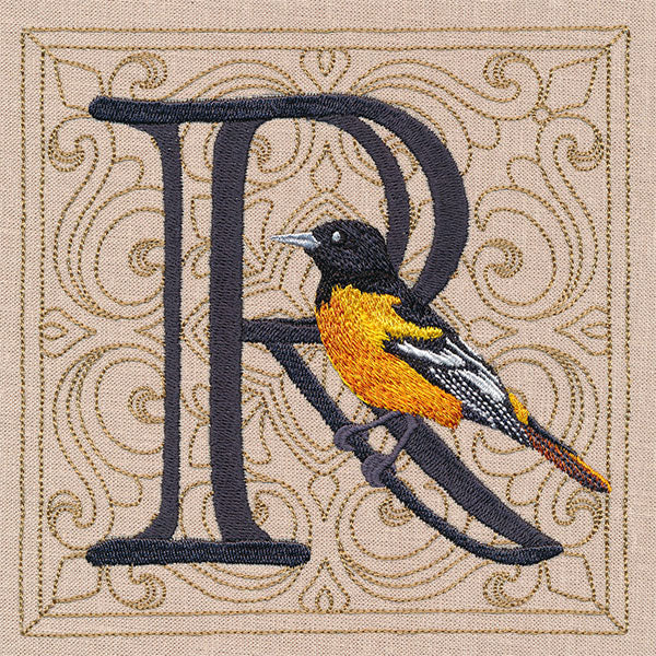 For the Love of Spring Birds Square - Letter R and Oriole