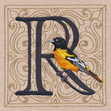 For the Love of Spring Birds Square - Letter R and Oriole