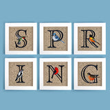 For the Love of Spring Birds Square - Letter I and Downy Woodpecker