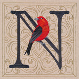 For the Love of Spring Birds Square - Letter N and Scarlet Tanager
