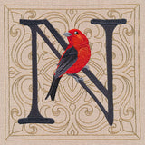 For the Love of Spring Birds Square - Letter N and Scarlet Tanager