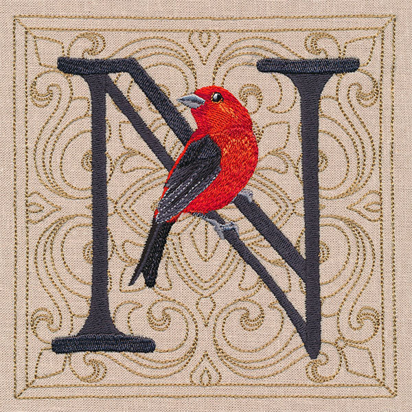 For the Love of Spring Birds Square - Letter N and Scarlet Tanager