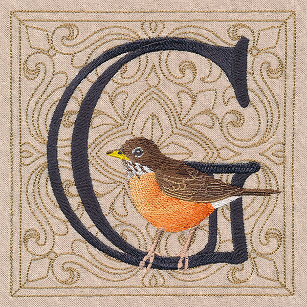 For the Love of Spring Birds Square - Letter G and Robin