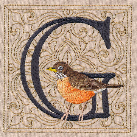 For the Love of Spring Birds Square - Letter G and Robin