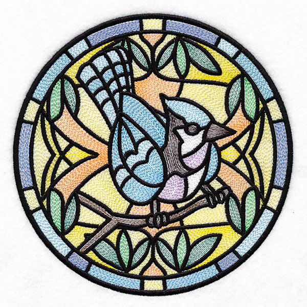 Stained Glass Birds - Blue Jay – Embroidery Library