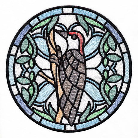 Stained Glass Birds - Red Bellied Woodpecker