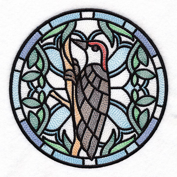Stained Glass Birds - Red Bellied Woodpecker