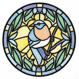 Stained Glass Birds - Western Bluebird