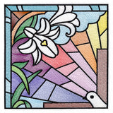 Cross & Dove Stained Glass Window Easter Scene 1