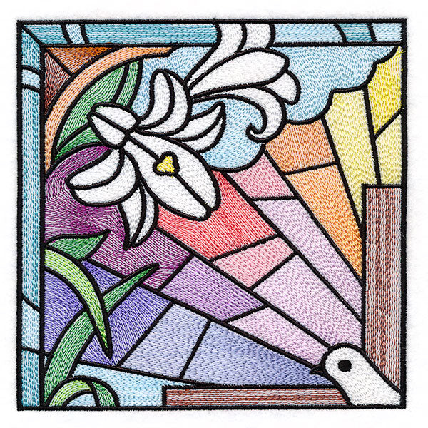 Cross & Dove Stained Glass Window Easter Scene 1