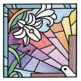 Cross & Dove Stained Glass Window Easter Scene 1