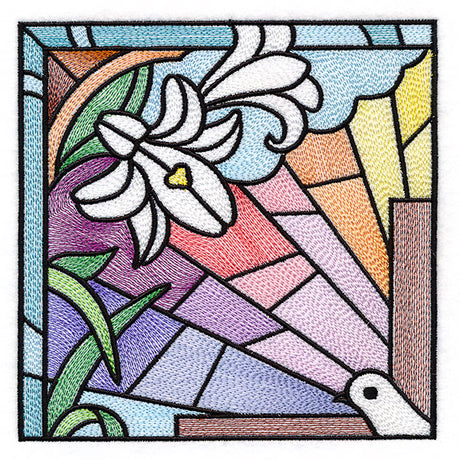 Cross & Dove Stained Glass Window Easter Scene 1