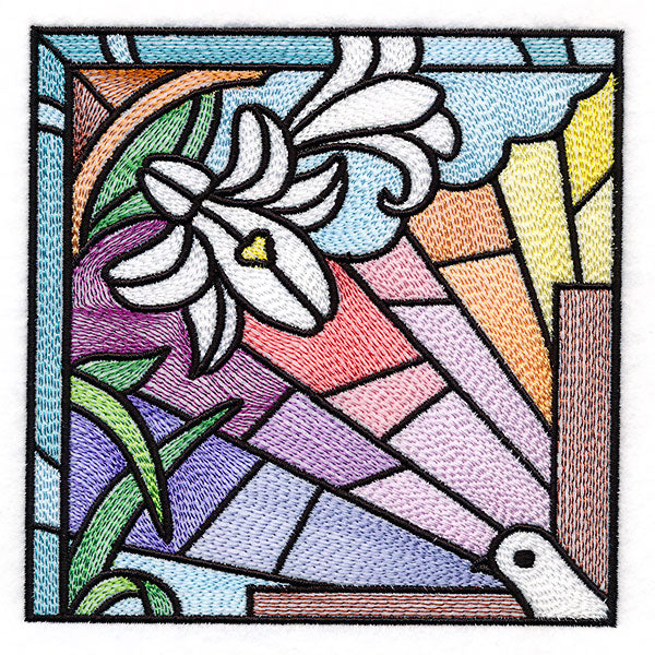 Cross & Dove Stained Glass Window Easter Scene 1