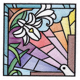 Cross & Dove Stained Glass Window Easter Scene 1