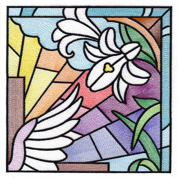 Cross & Dove Stained Glass Window Easter Scene 2