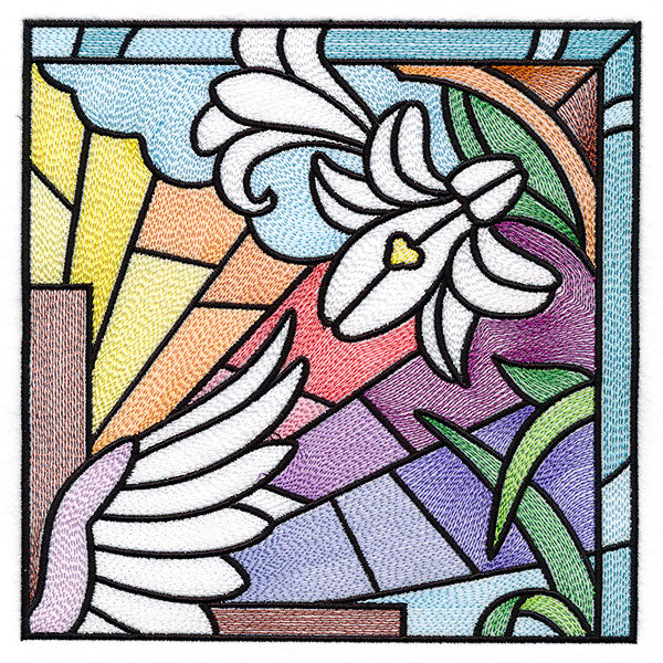 Cross & Dove Stained Glass Window Easter Scene 2