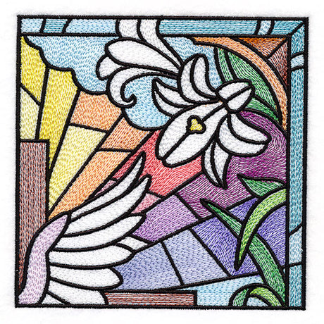 Cross & Dove Stained Glass Window Easter Scene 2