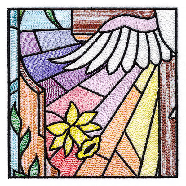 Cross & Dove Stained Glass Window Easter Scene 3