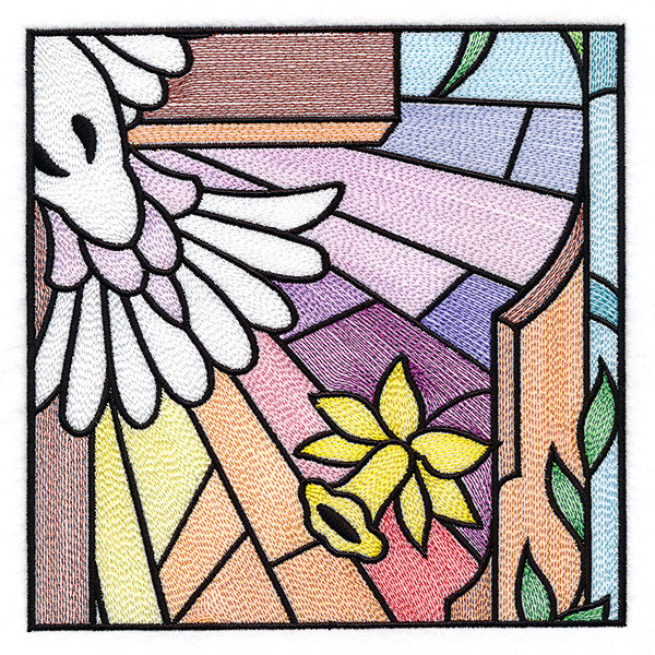Cross & Dove Stained Glass Window Easter Scene 4