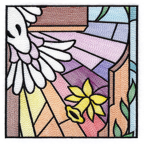 Cross & Dove Stained Glass Window Easter Scene 4
