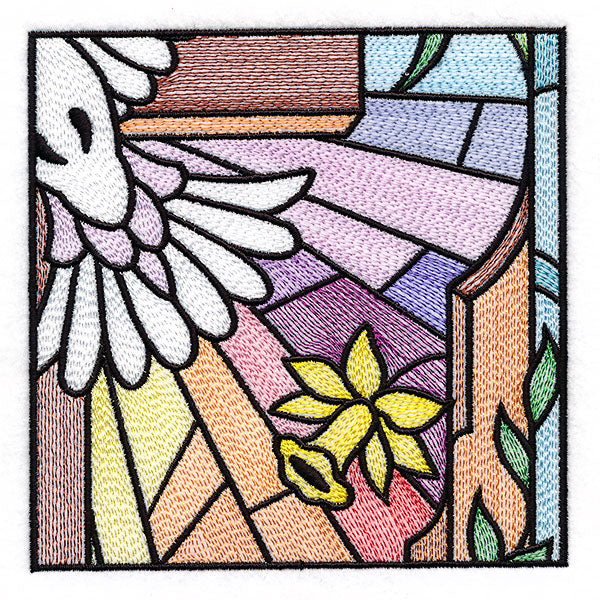 Cross & Dove Stained Glass Window Easter Scene 4