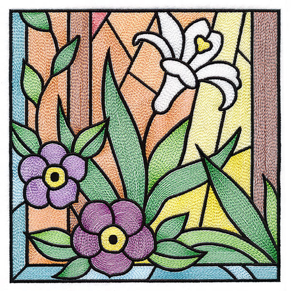 Cross & Dove Stained Glass Window Easter Scene 5