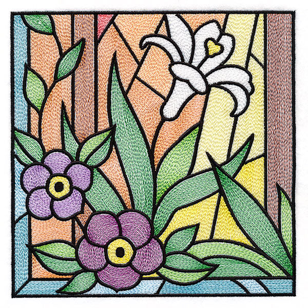 Cross & Dove Stained Glass Window Easter Scene 5