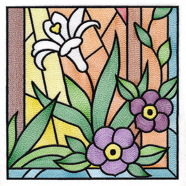 Cross & Dove Stained Glass Window Easter Scene 6