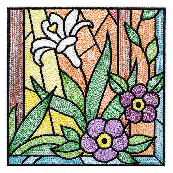 Cross & Dove Stained Glass Window Easter Scene 6