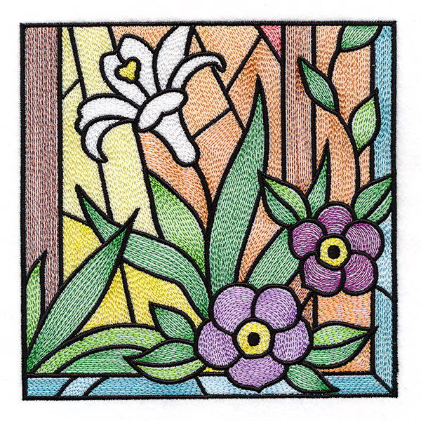 Cross & Dove Stained Glass Window Easter Scene 6