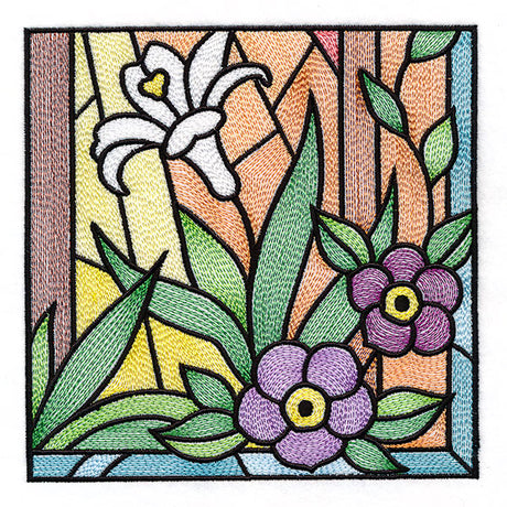 Cross & Dove Stained Glass Window Easter Scene 6