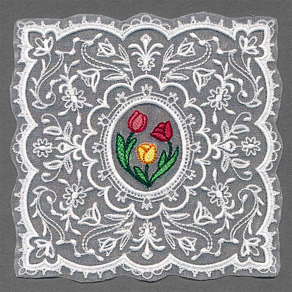 Dainty Tulips Doily (Organza)