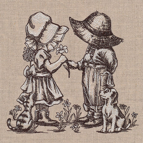 Sweet Nostalgia Sunbonnet Sue & Fisherman Fred Scene