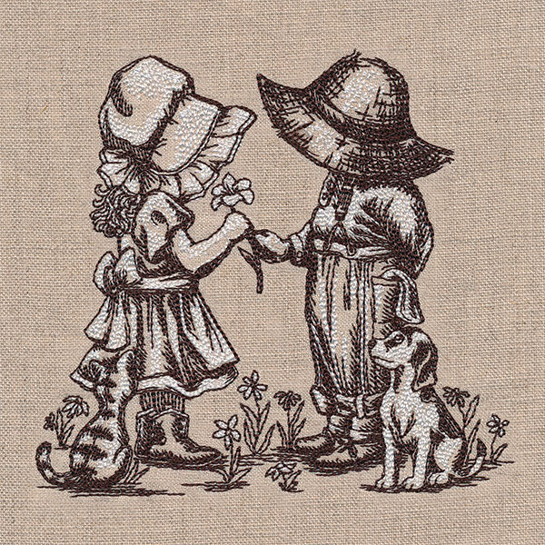 Sweet Nostalgia Sunbonnet Sue & Fisherman Fred Scene