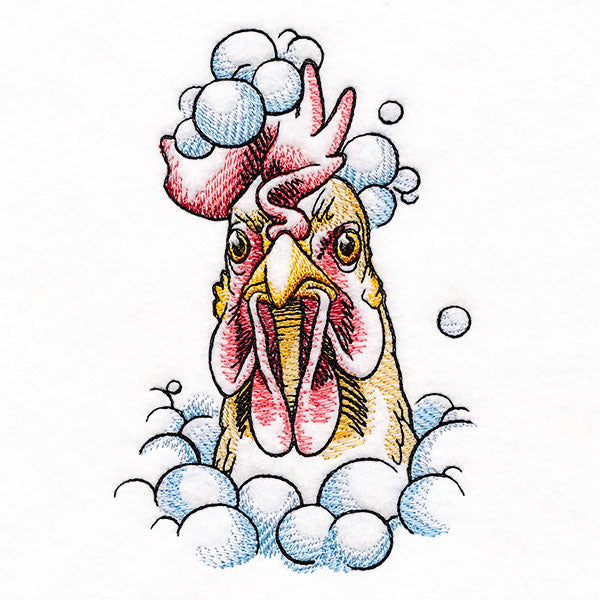 Covered in Bubbles Bathing Chicken