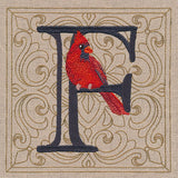 For the Love of Birds Square - Letter F and Male Cardinal